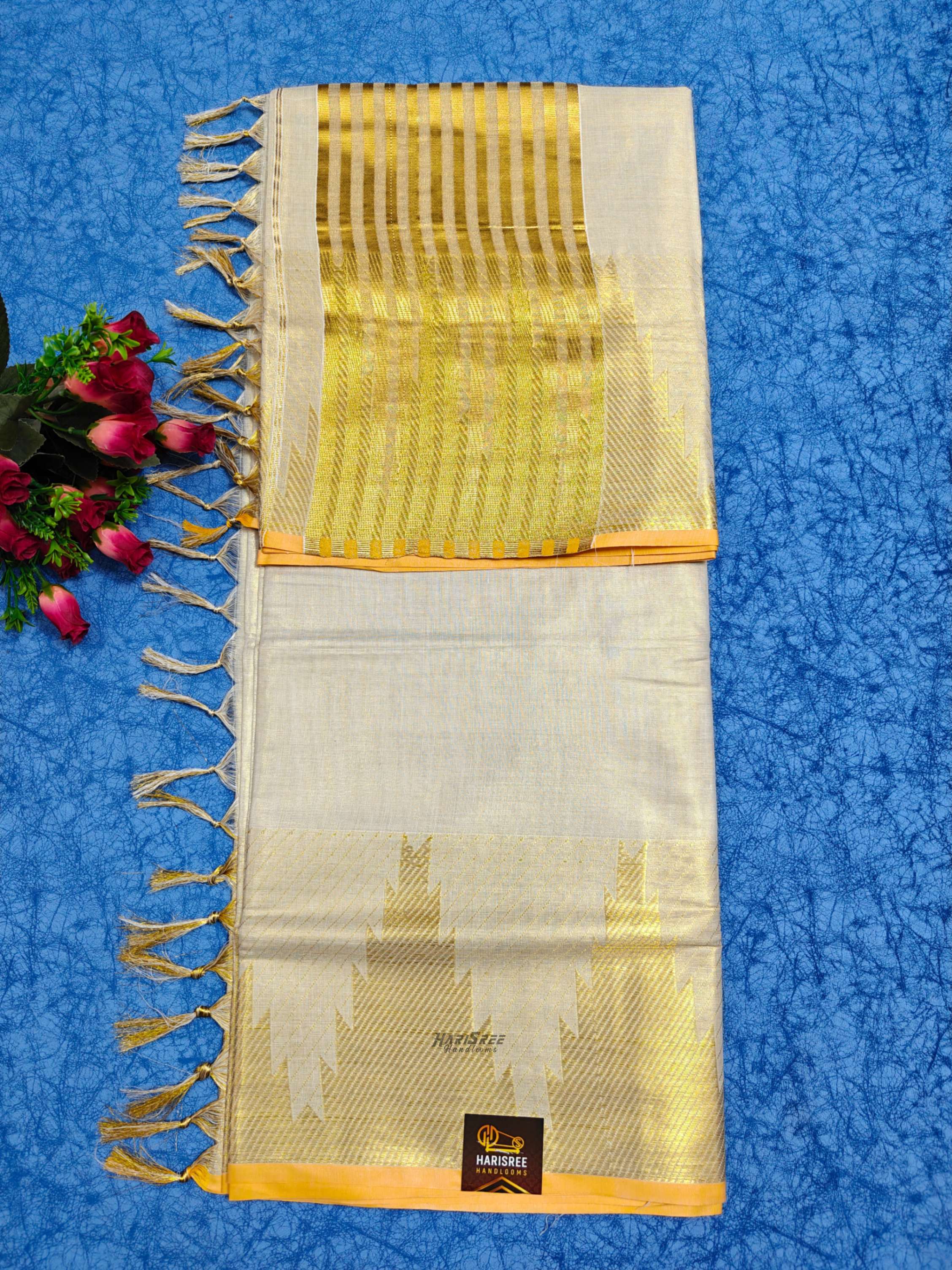 Tissue Big Temple Boder Kerala Saree - HS103