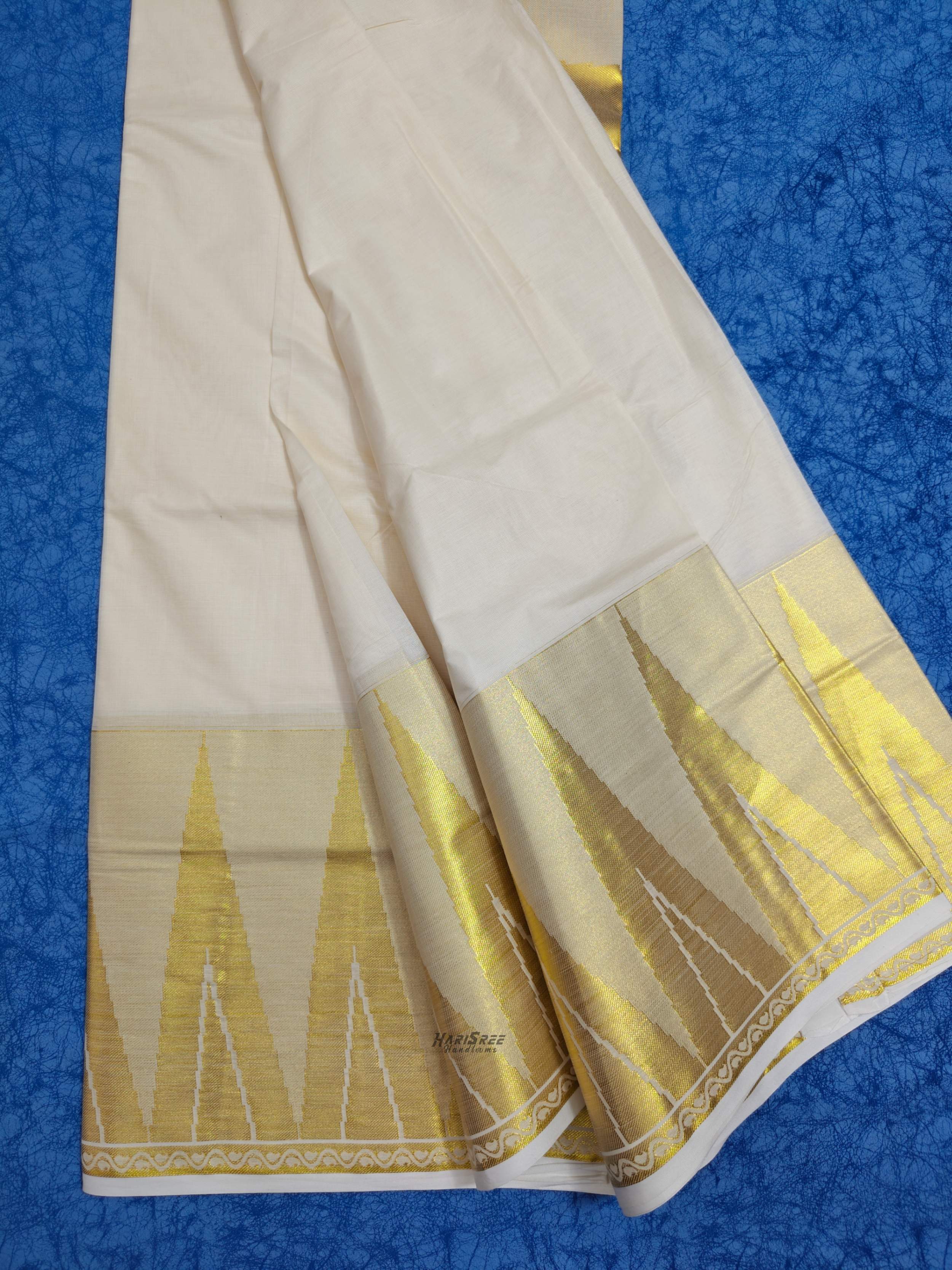 Cotton Big Temple Desigin Jacquard Set saree - VKT101 - Image 5