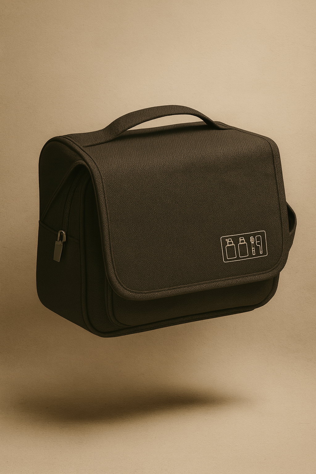 Travel hanging bag on neutral background