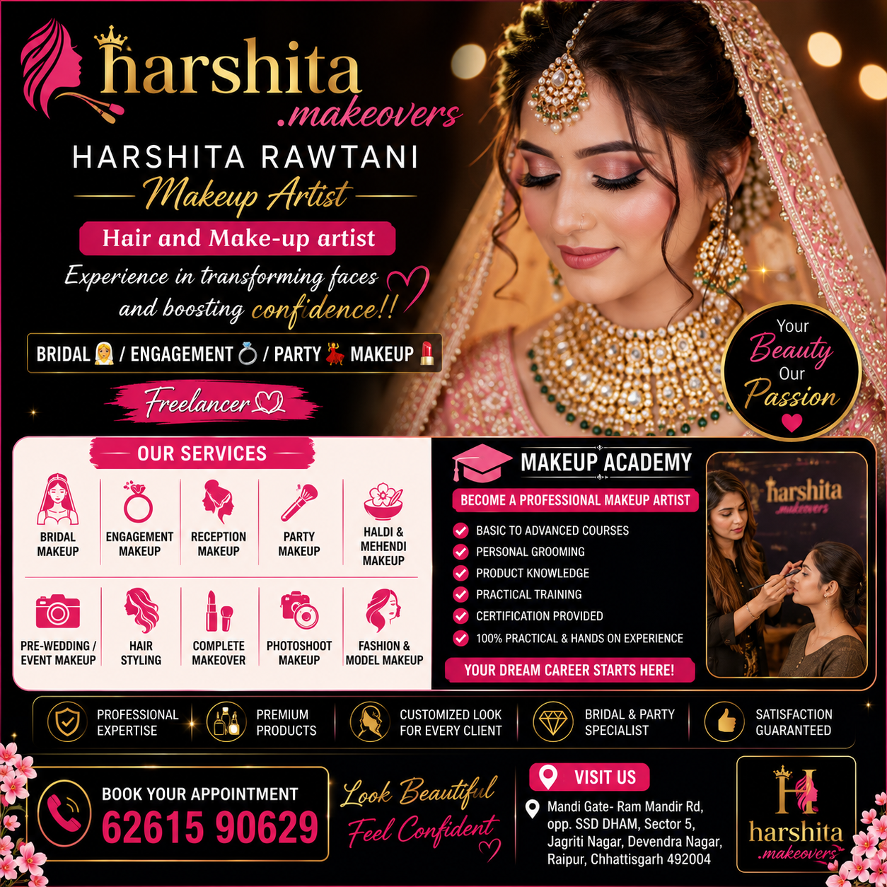 Harshita Makeover | Harshita Rawtani Makeup Artist | Makeup Academy in Pandari Raipur CG gallery