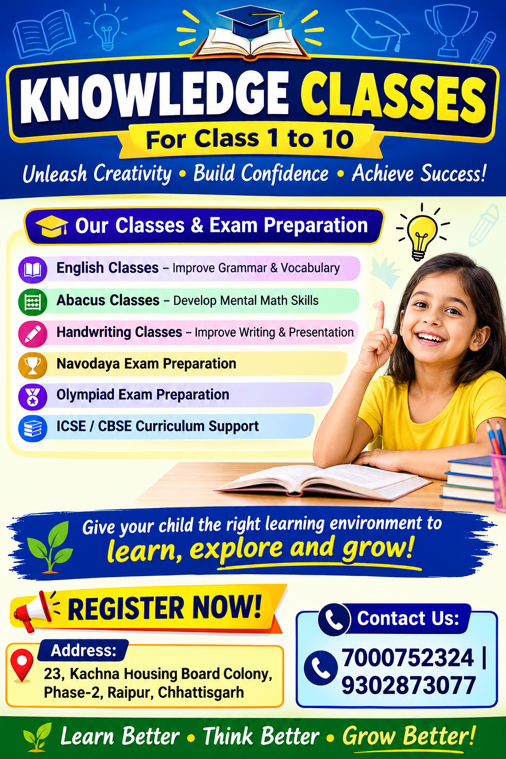 Knowledge Classes – English, Abacus, Handwriting & Exam Preparation | Kachna Raipur CG gallery