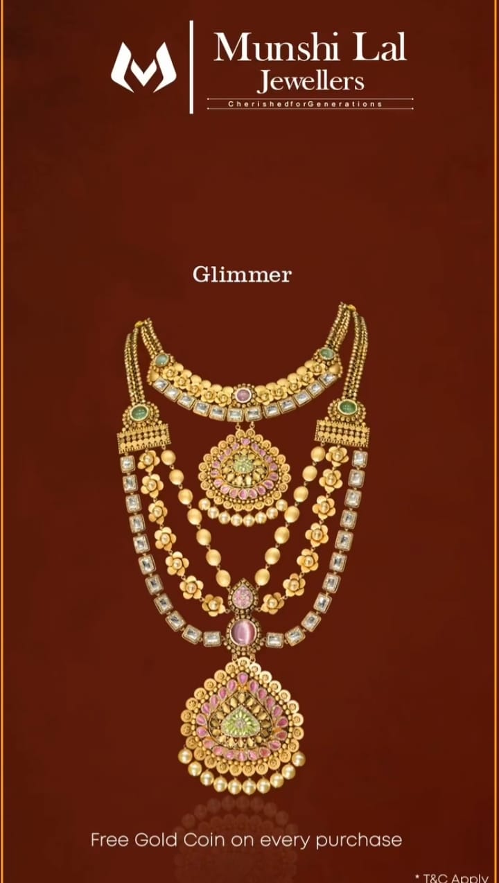 Multi-Layer Antique Gold Kundan Necklace — "Glimmer"