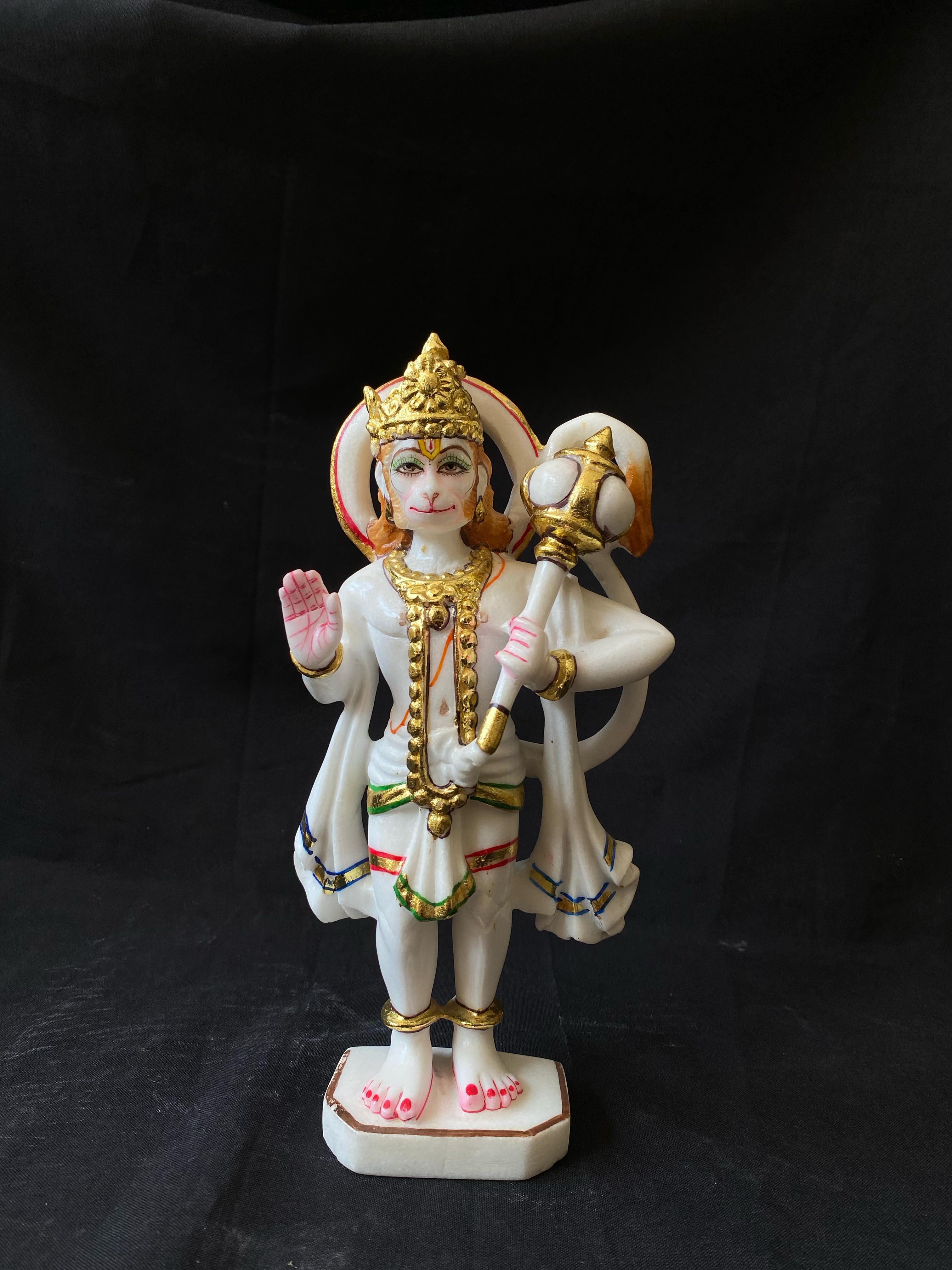 White Painted Marble Hanuman Murti