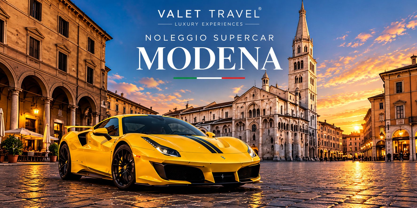 Noleggio supercar Modena e Maranello: Ferrari tricolore rossa e bianca