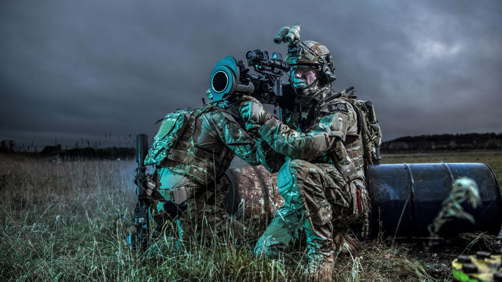 Soldier with Carl-Gustaf M4 and FCD 558 and thermal sight.