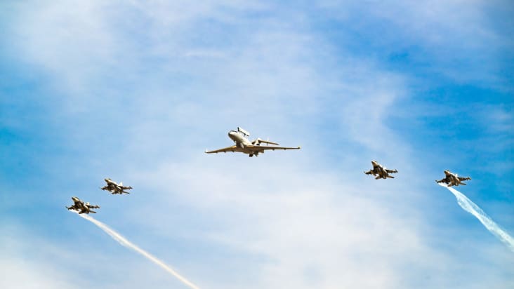 GlobalEye flying as part of formation at Dubai Air Show 2025