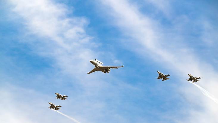 GlobalEye flying as part of formation at Dubai Air Show 2025