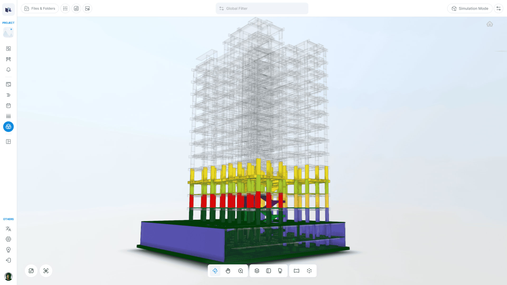 VisiLean 4D BIM model view with trade-colour progress