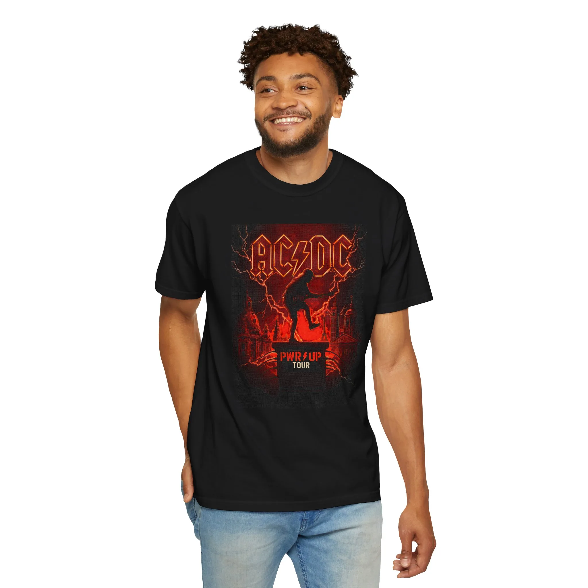 Remera Rock Spirit AC/DC PWR UP algodón premium unisex