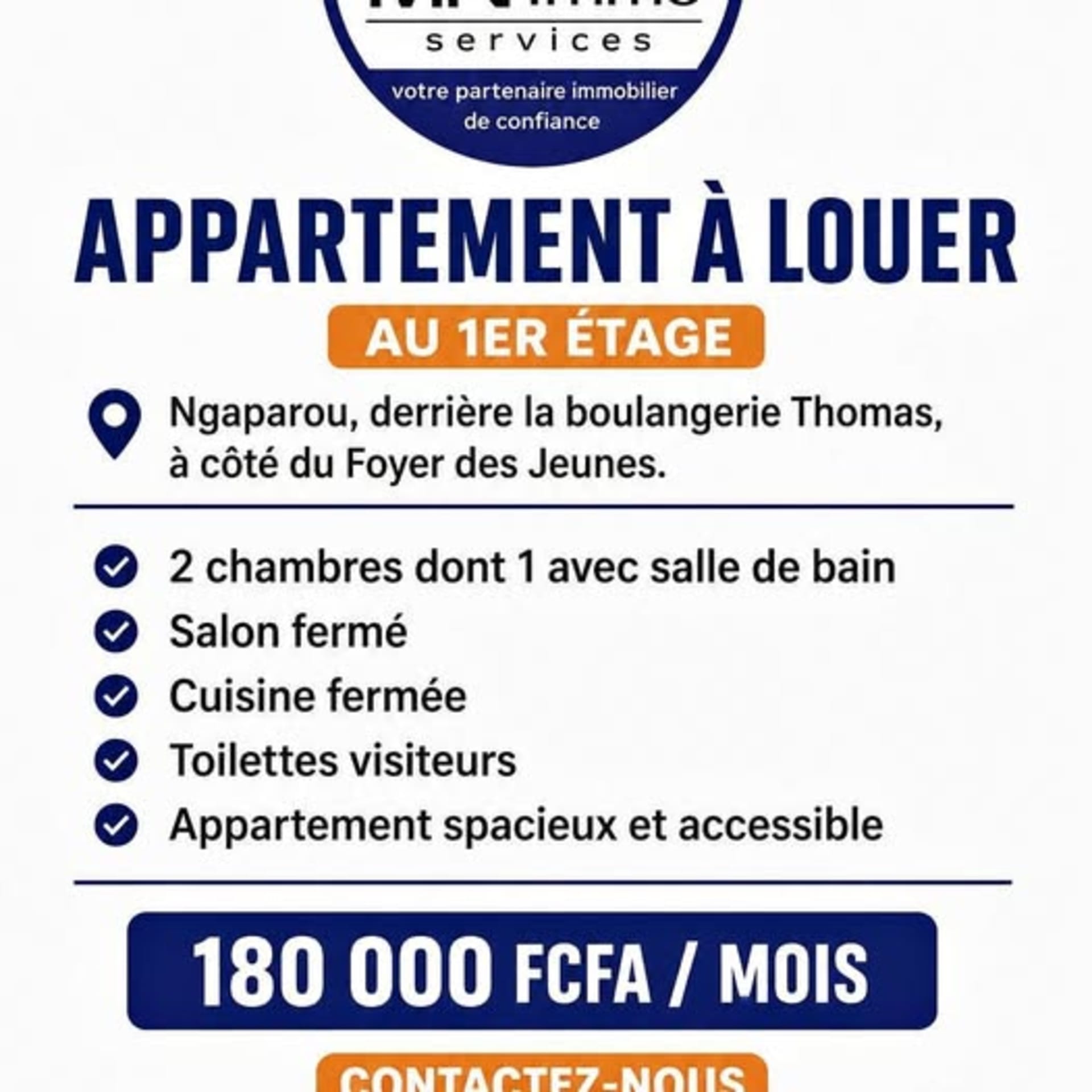 Appartement non meublé à louer