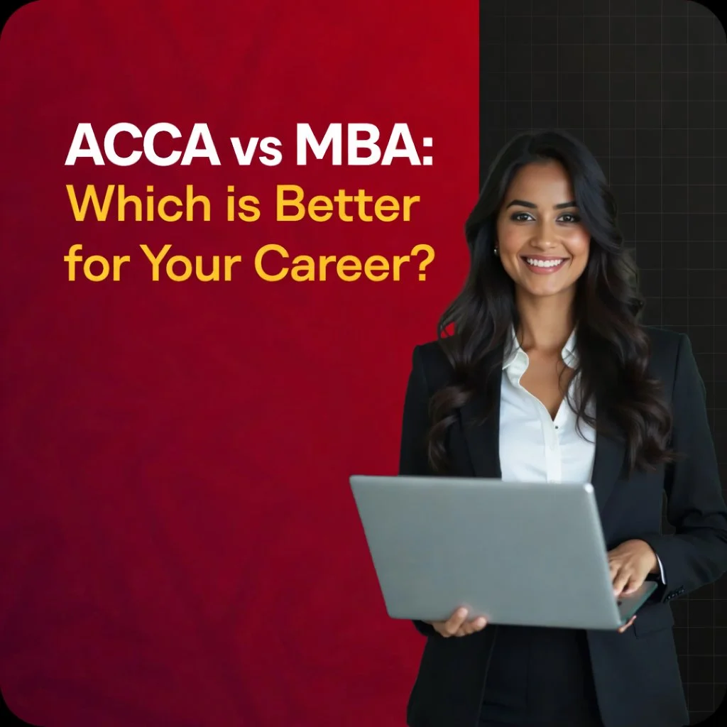 ACCA vs MBA career comparison chart, student analyzing ACCA and MBA career options, ACCA and MBA salary difference graph