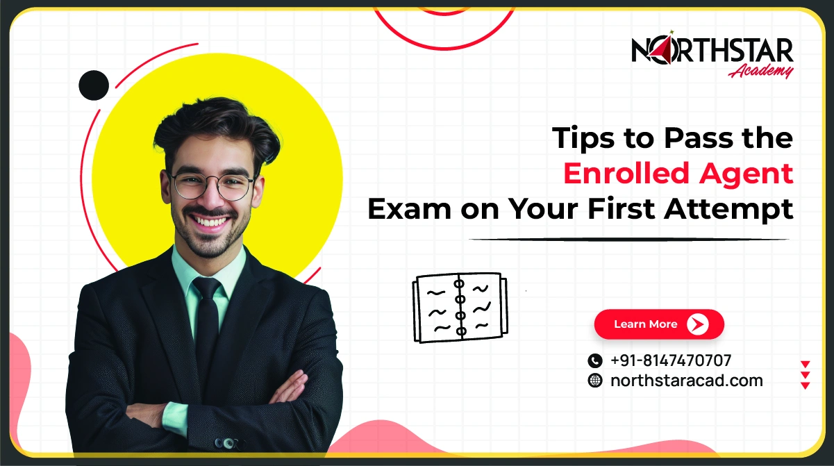  student preparing for enrolled agent exam, EA exam study plan checklist, tips to pass enrolled agent exam infographic