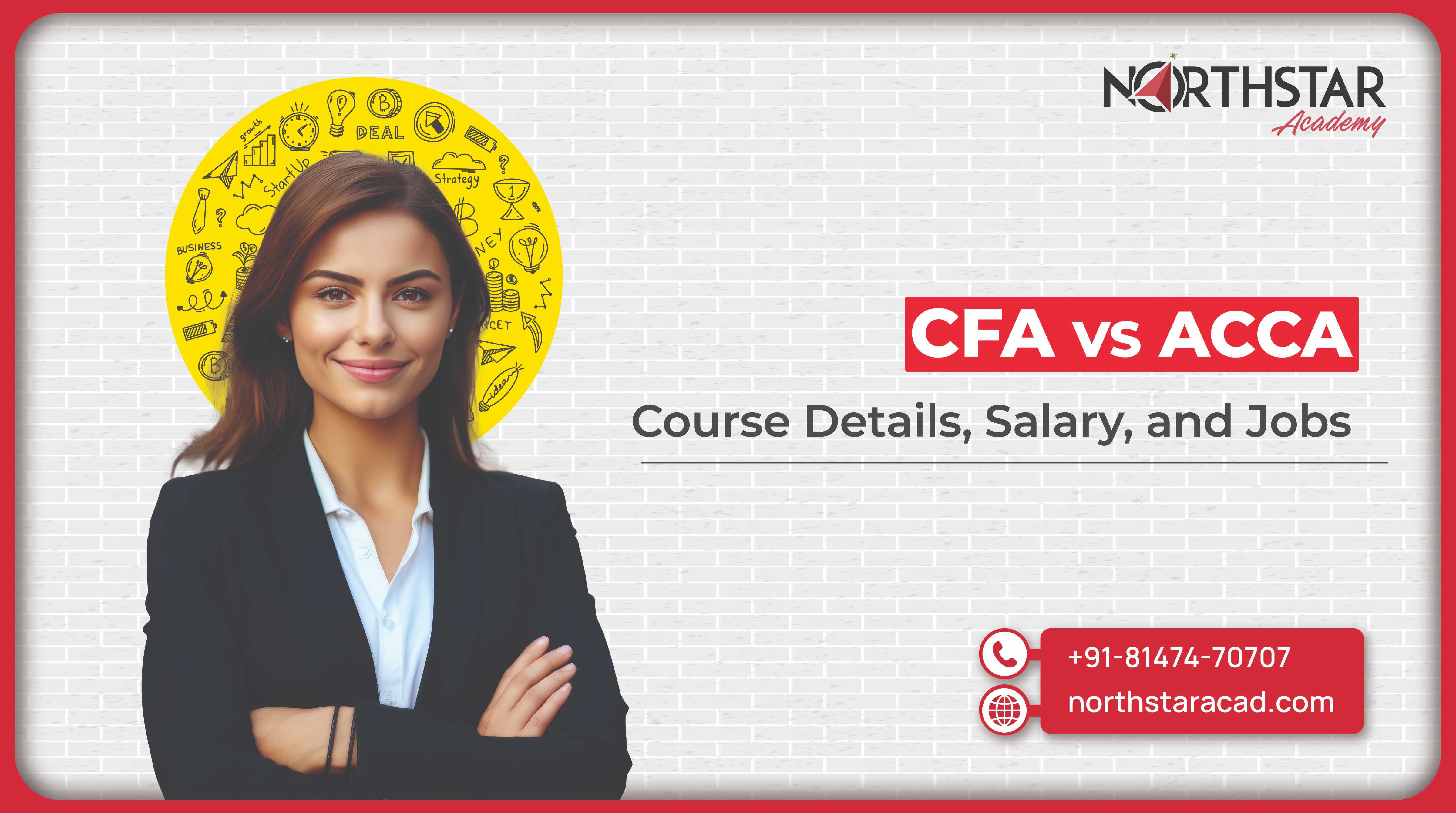  CFA vs ACCA course comparison chart, salary comparison between CFA and ACCA, job roles for CFA and ACCA professionals