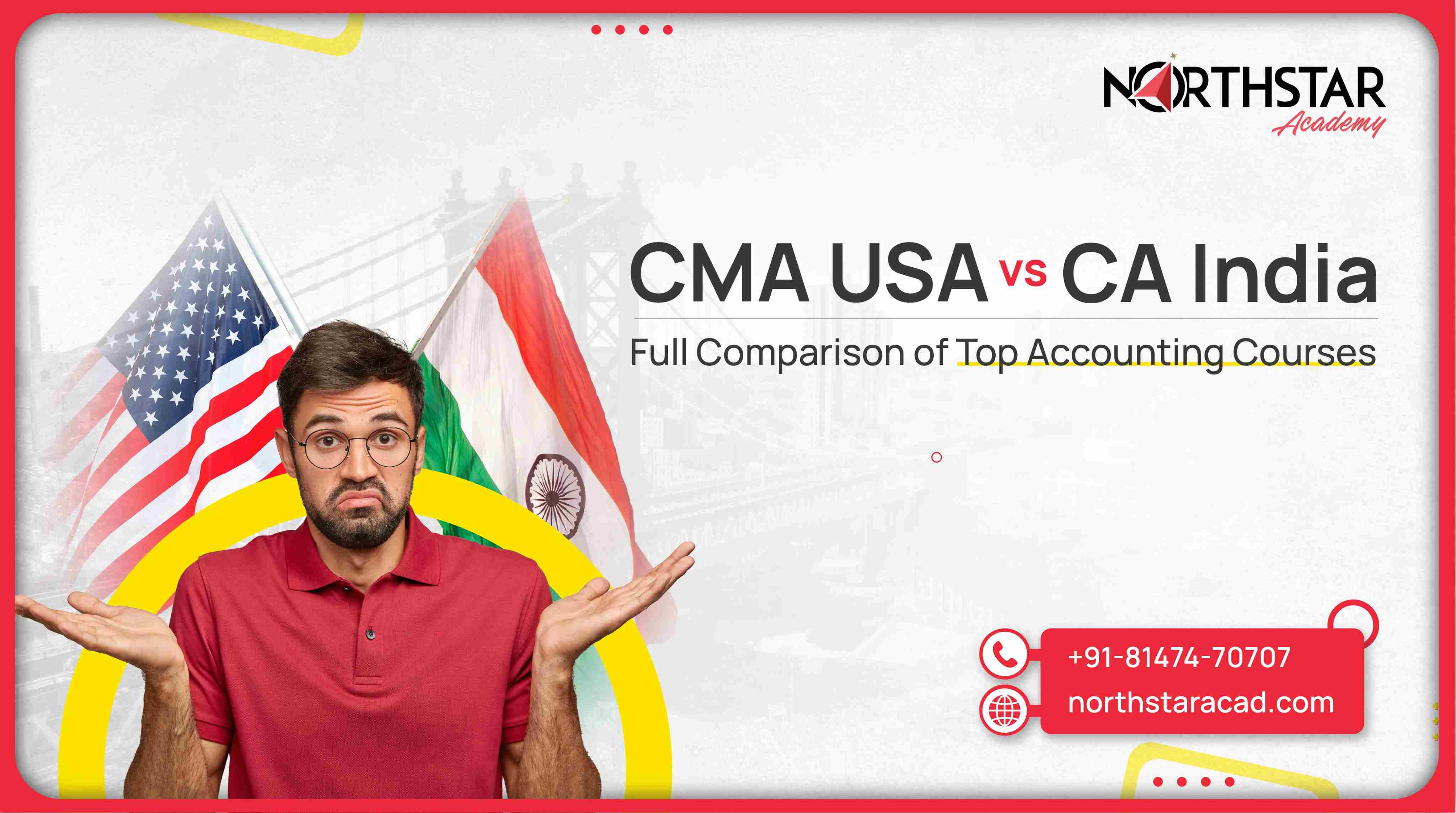 CMA USA vs CA India comparison chart, accounting students choosing between CMA and CA, career growth after CMA USA and CA India