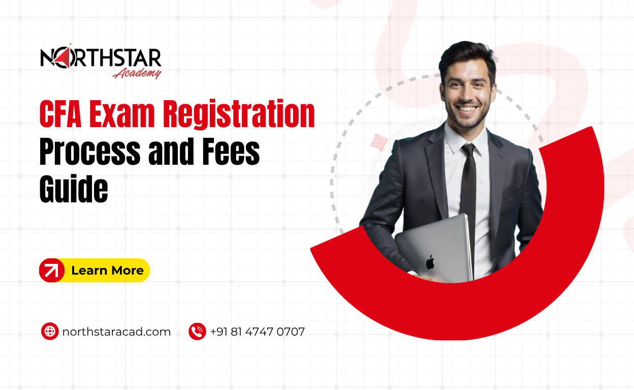 CFA exam registration step-by-step chart, CFA exam fee breakdown infographic, candidate registering for CFA exam online