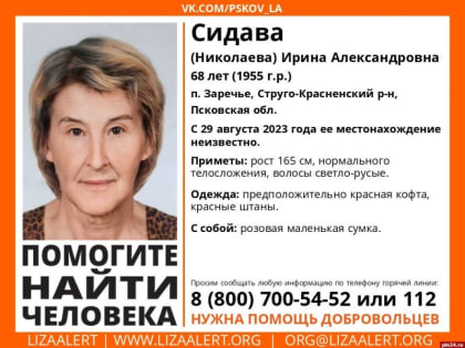 Пенсионерку с маленькой розовой сумкой разыскивают в Стругокрасненском районе