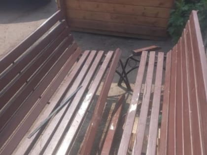 Вандалы сломали скамейки около Вечного огня в Великих Луках
