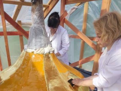 Завершена реставрация купола церкви Святого Лазаря в Псково-Печерском монастыре