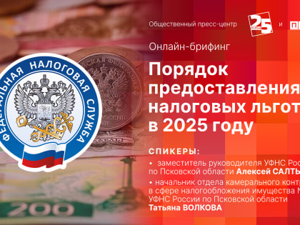 Начинается видеотрансляция онлайн-брифинга о порядке предоставления налоговых льгот в 2025 году