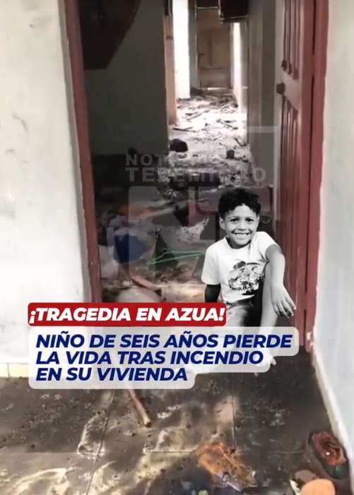 Tragedia en Azua: niño de seis años muere en incendio; dos niñas resultan heridas