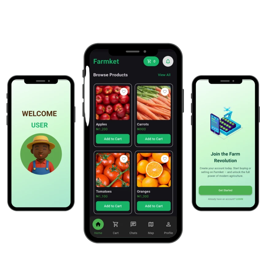 Farmket app screens