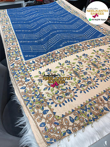 Cross Bandhani Print Sarees