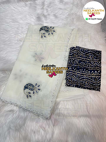 Soft Crush Designer Saree with Bandhani Blouse