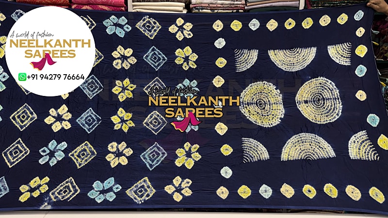 Navy Blue Shibori Saree | Buy Online at Neelkanth Sarees