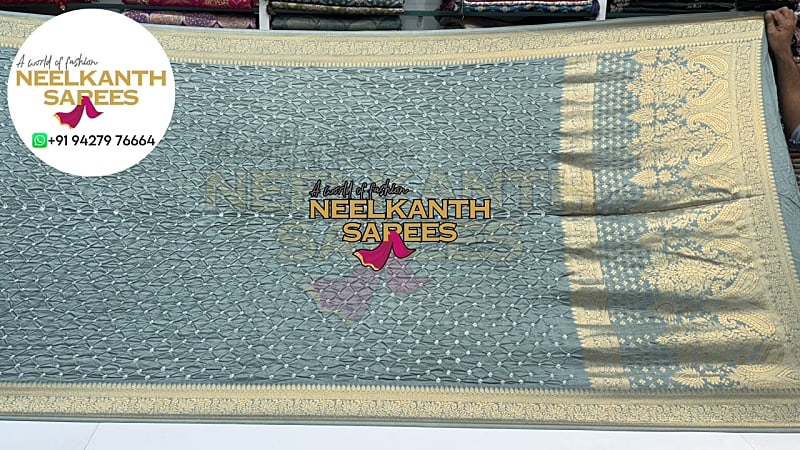 Elegant Sea Green Bandhani Saree | Buy Online at Neelkanth Sarees