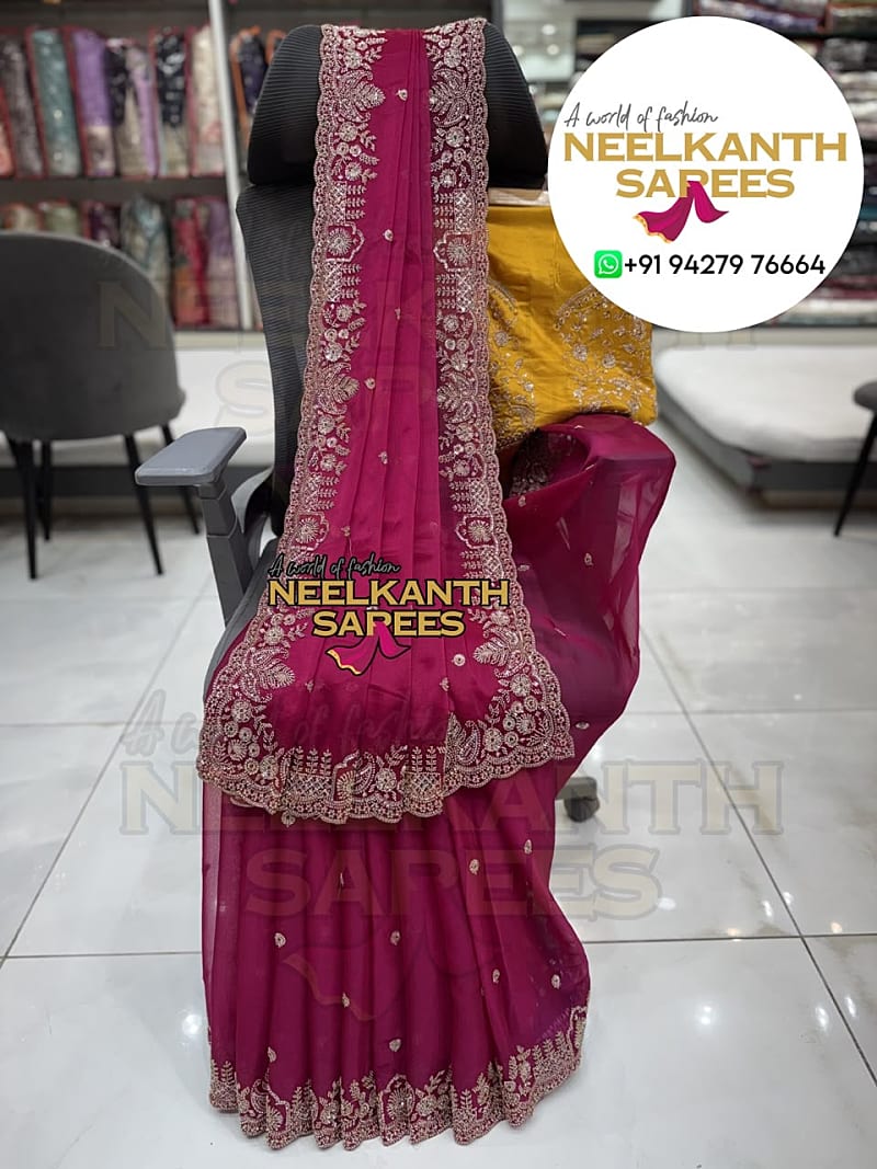 Orgenza Magenta Designer Saree | Buy Online at Neelkanth Sarees