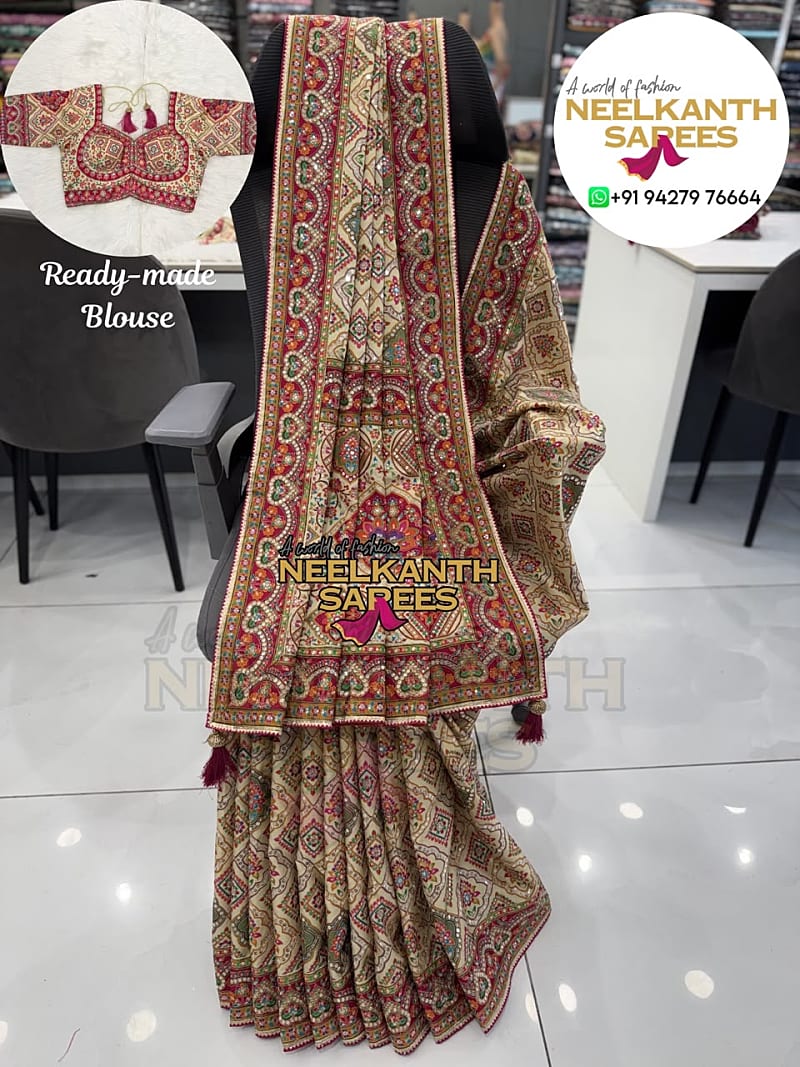 Elegant Multi-color Silk Saree | Buy Online at Neelkanth Sarees