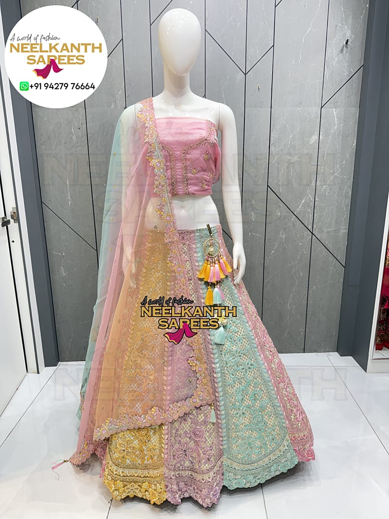 Pastel Multicolor Designer Lehenga | Buy Online at Neelkanth Sarees
