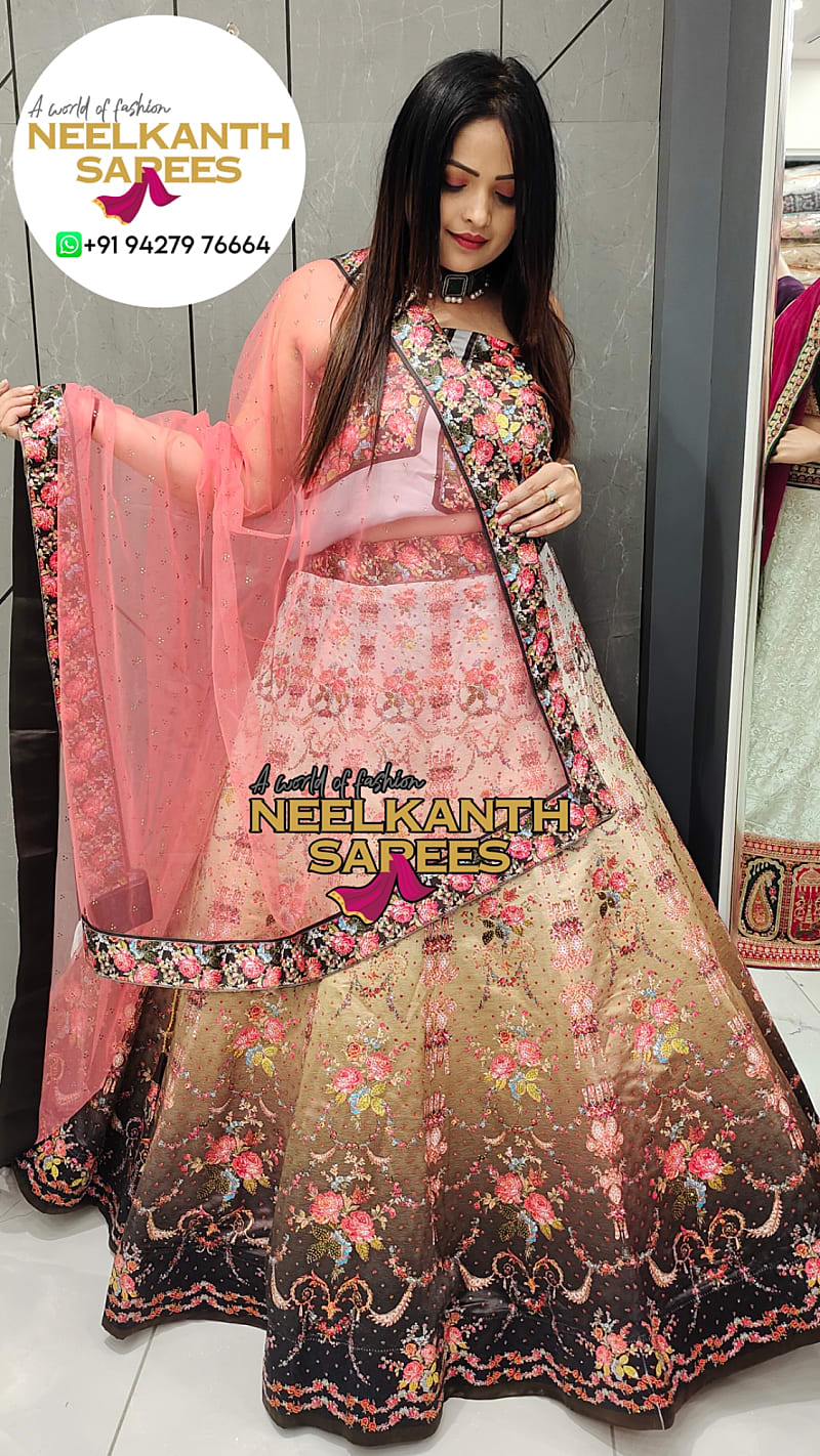 Elegant Floral Embroidered Lehenga | Buy Online at Neelkanth Sarees
