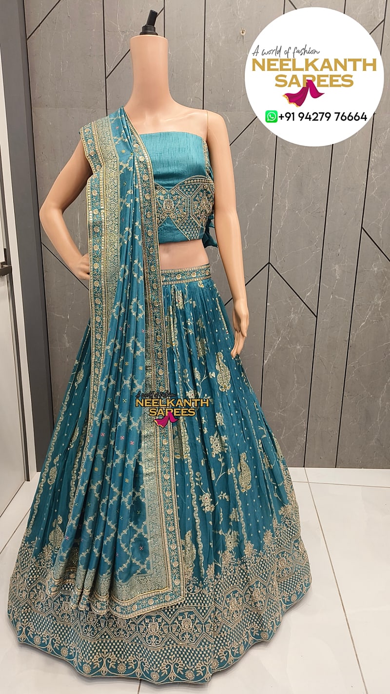 Exquisite Teal Lehenga Choli | Buy Online at Neelkanth Sarees