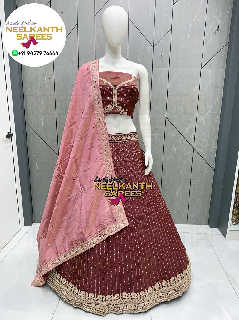 Elegant Velvet Bridal Lehengas | Buy Online at Neelkanth Sarees