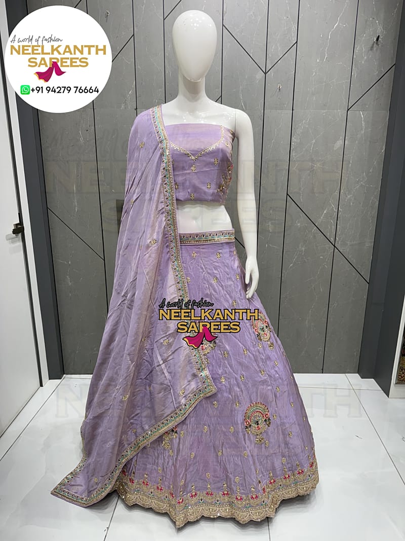 Lavender Embroidered Lehenga Set | Buy Online at Neelkanth Sarees