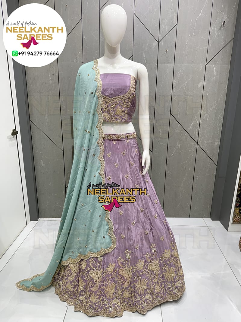 Soft Lilac Designer Lehenga | Buy Online at Neelkanth Sarees