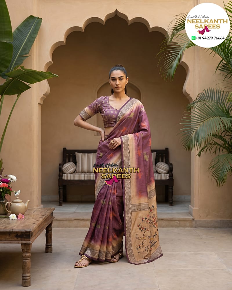 Varli Print Silk Saree | Buy Online at Neelkanth Sarees