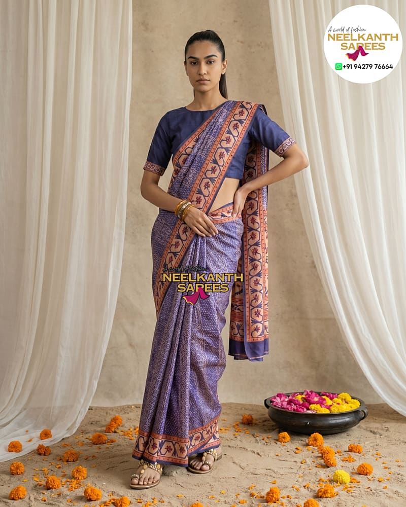 Bandhani Print + Figures Silk Saree | Buy Online at Neelkanth Sarees