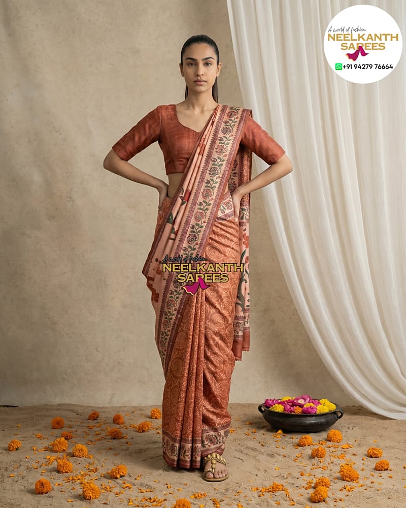 Bandhani Print + Figures Silk Saree | Buy Online at Neelkanth Sarees