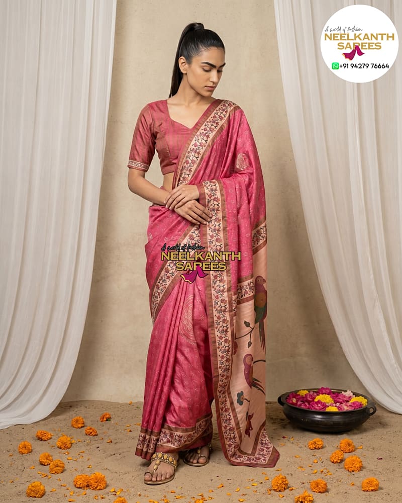 Bandhani Print + Figures Silk Saree | Buy Online at Neelkanth Sarees