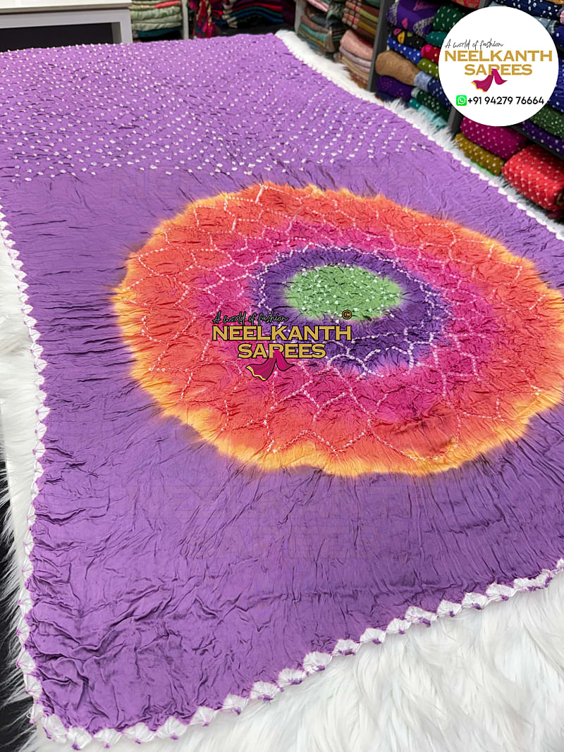 Premium Multi-Colour Pallu Daani Bandhani Saree – 21+ Colour Collection