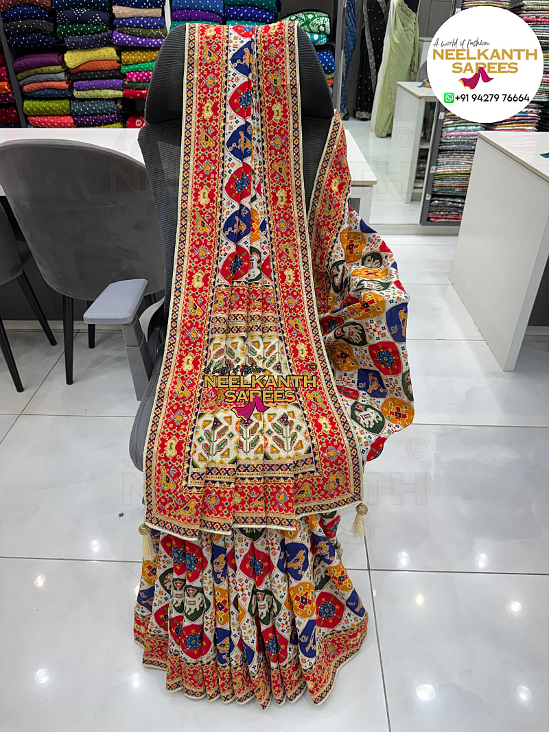 Designer Wedding Saree with Heavy Printed Sequins & Zari Work Blouse