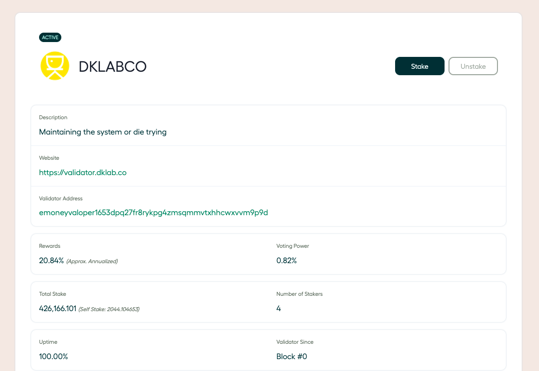 DKLABCO validator details