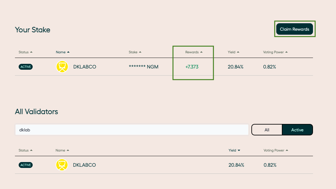 claiming staking rewards