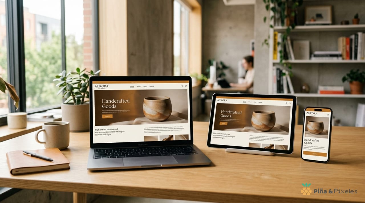 Diseño web responsive de una página profesional en portátil, tablet y móvil