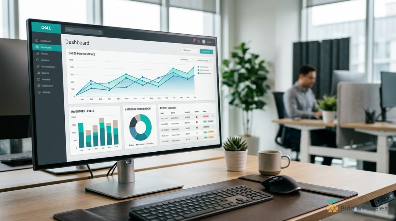 Panel de control de un ERP a medida con métricas de negocio en tiempo real