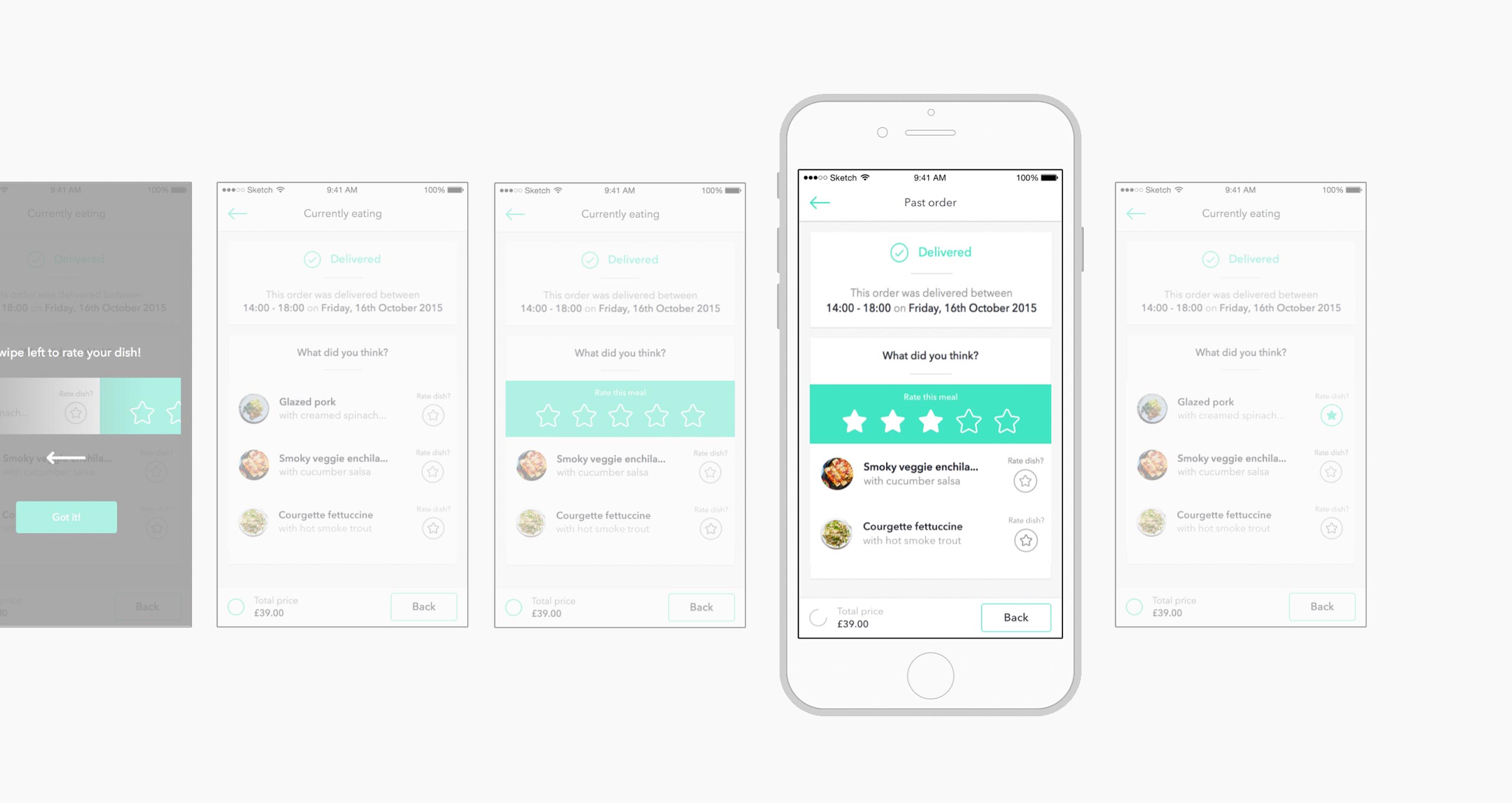 A prototype of the recipe rating feature.