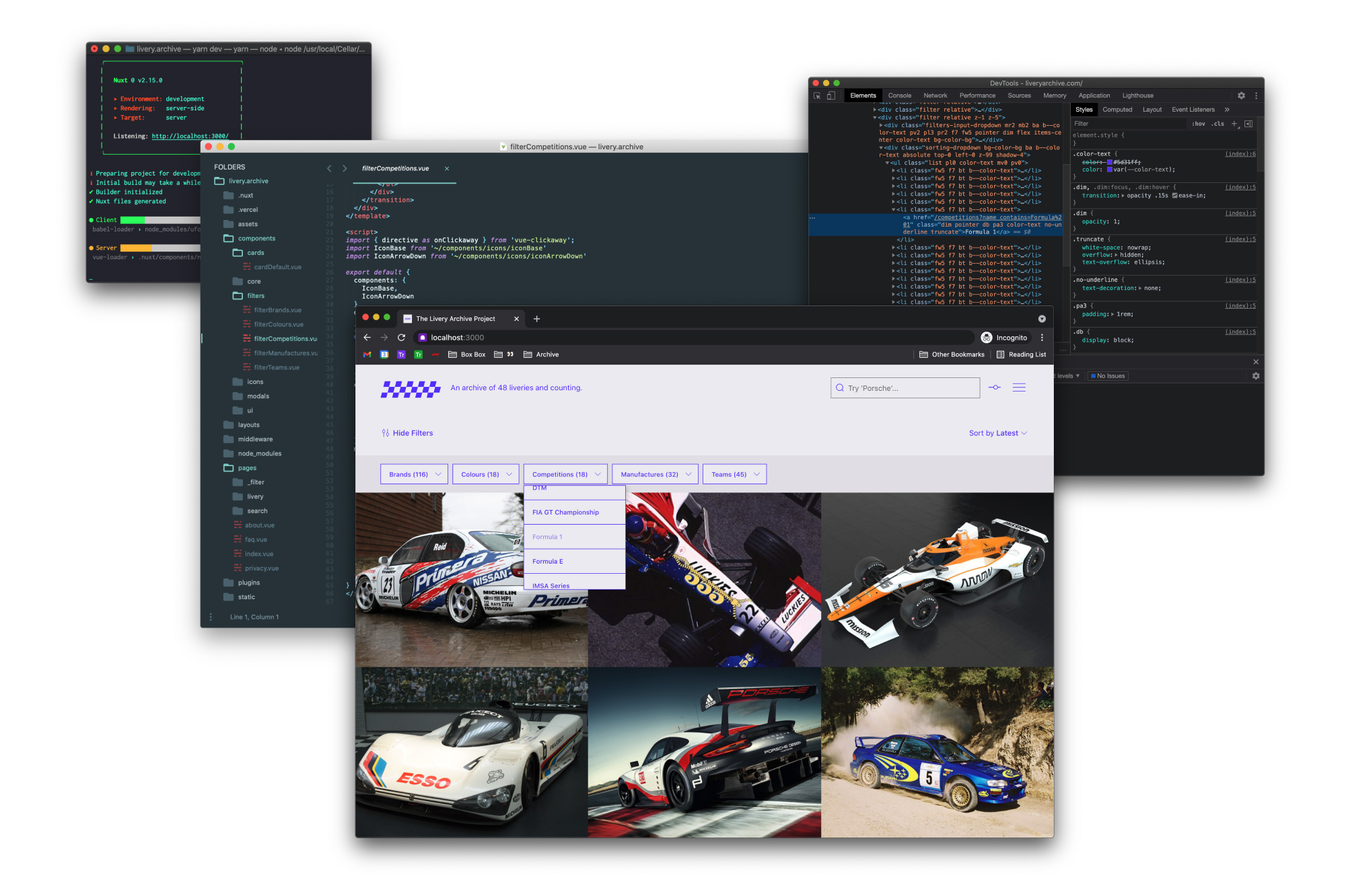An example of my work space when designing in browser.
