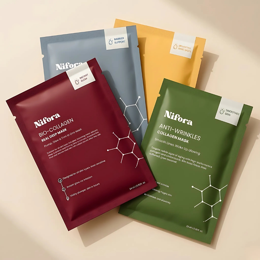 Complete Glow & Repair Set | Bio Collagen Face Mask Set | Get Glowing Skin In 15 Minutes | Nifora